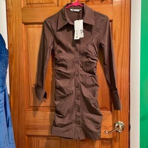 BRAND NEW W/ TAGS Chocolate Brown Button Up Dress